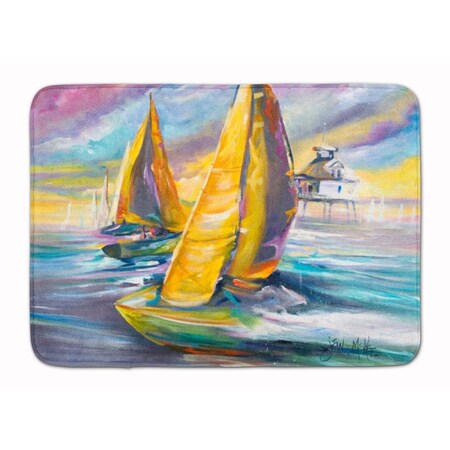 Carolines Treasures Sailboat with Middle Bay Lighthouse Machine Washable Memory Foam Mat JMK1061RUG
